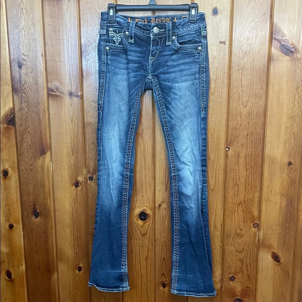 Rock Revival Women's Dark Blue Jeans Maggie boot size 25 - Picture 1 of 16